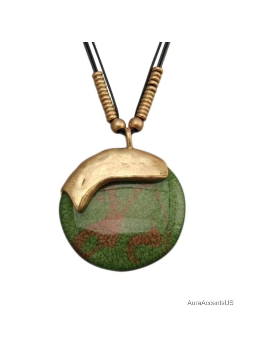 Leather Choker Necklace Gold Pendant Boho Sweater Necklace